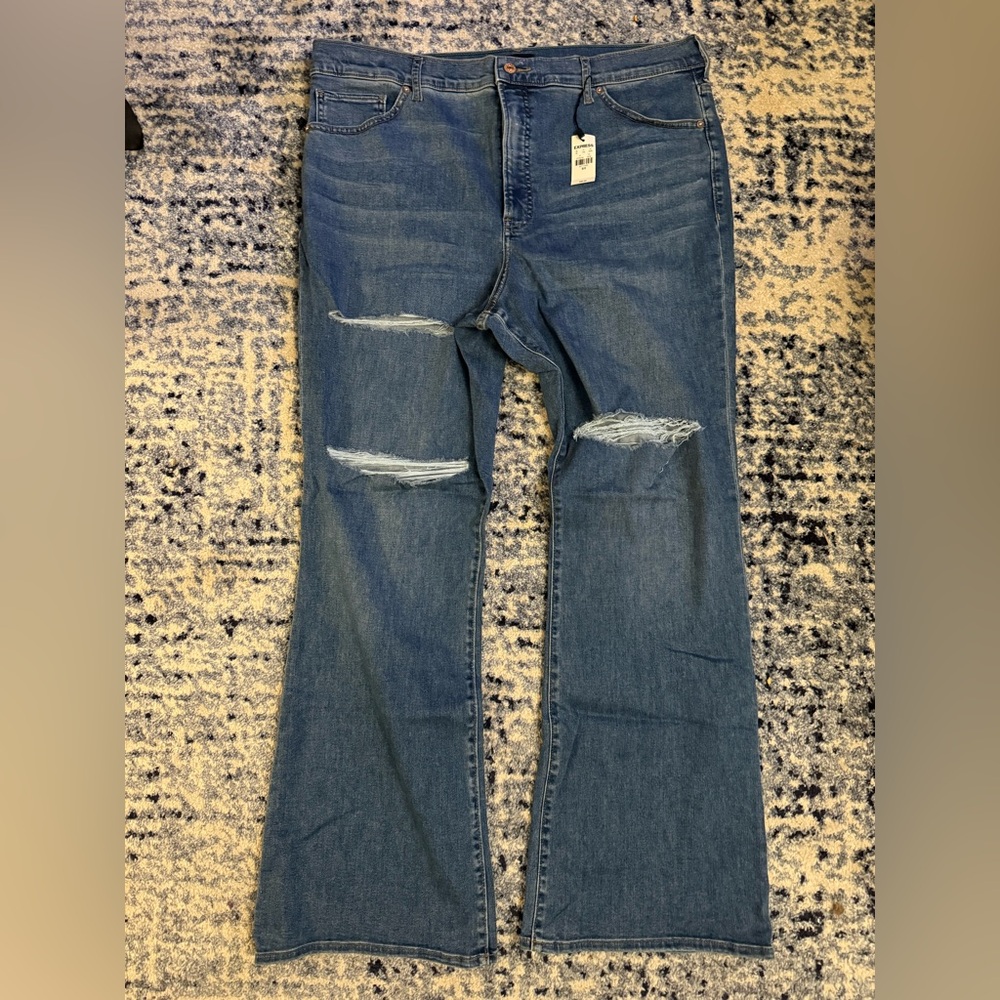 Express Dark Blue Flare Jeans